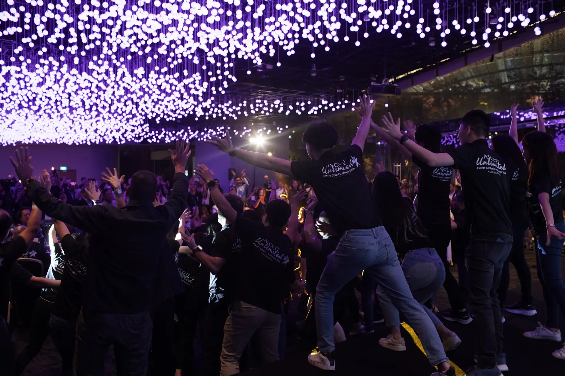 Corporate D&D after conference for The Ascott Limited Singapore. Partying on stage in front of the LED wall